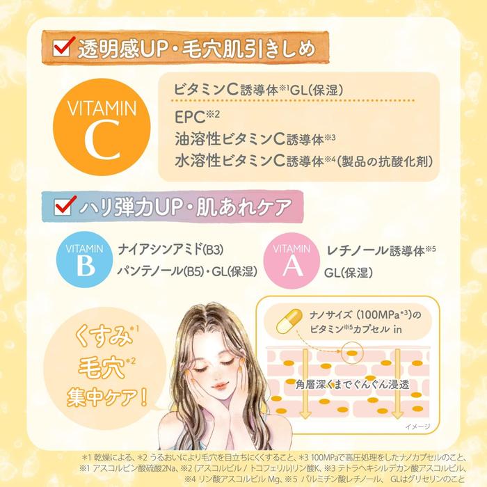 Kose Clear Turn Vitamin BOMB Mask – Intensive Vitamin Care for Radiant Skin 7sheets [Alcohol-free]