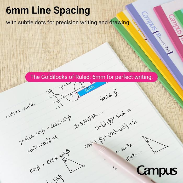 Kokuyo Campus Notitieboek B5 – Gestippeld 6 mm Gelijnd, 30 Bladen, 5-Pack