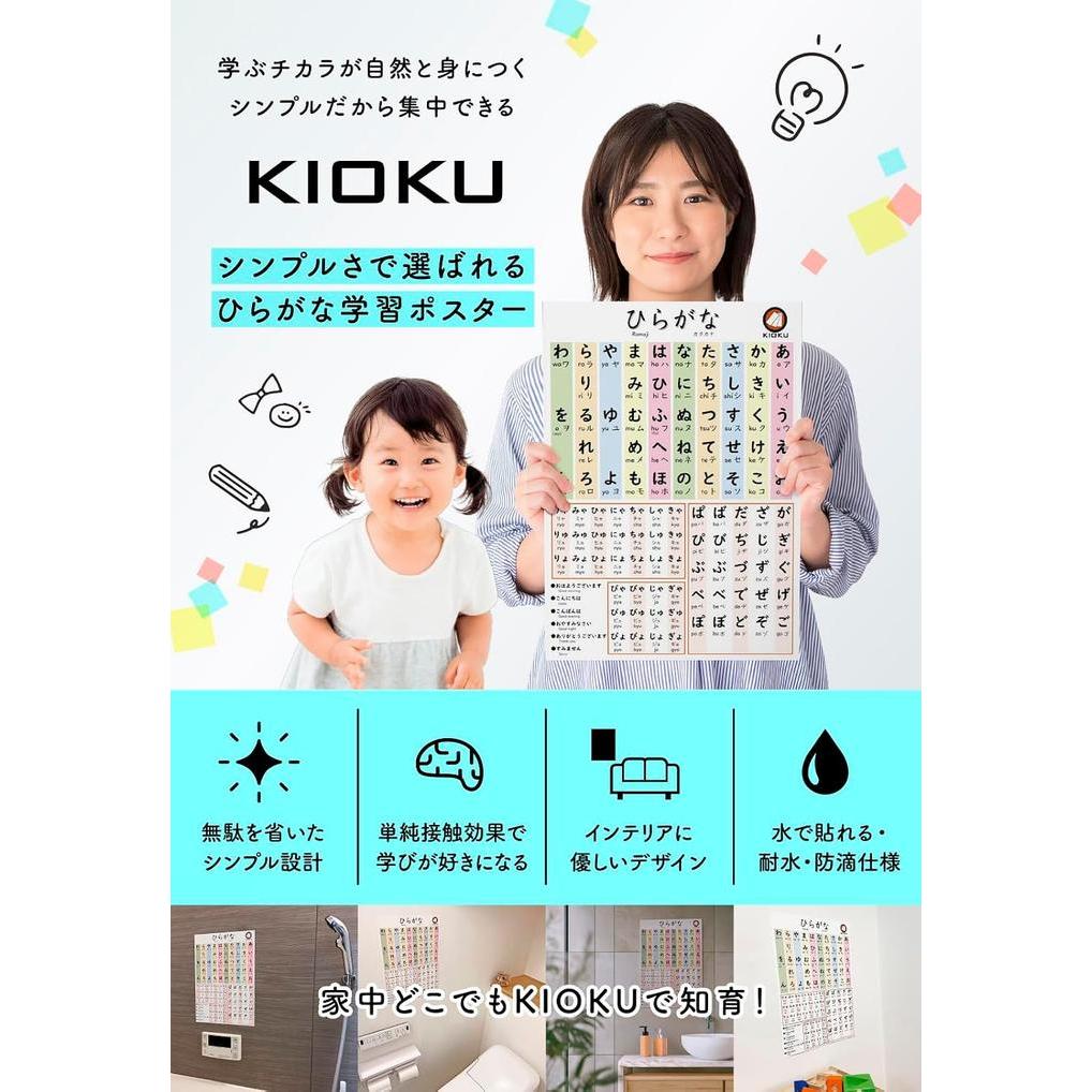 KIOKU Hiragana Waterproof Learning Poster A3 – Made in Japan