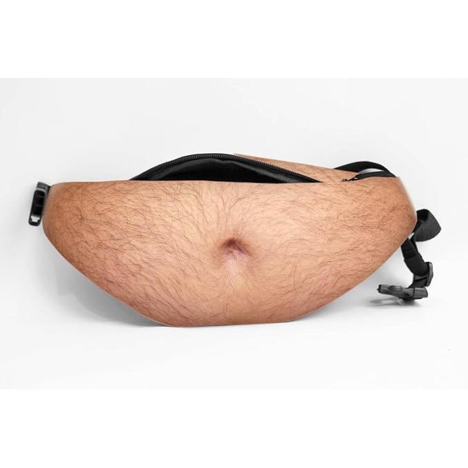 Funny Beer Belly Waist Bag – Realistic Fake Belly Fanny Pack, Large Capacity