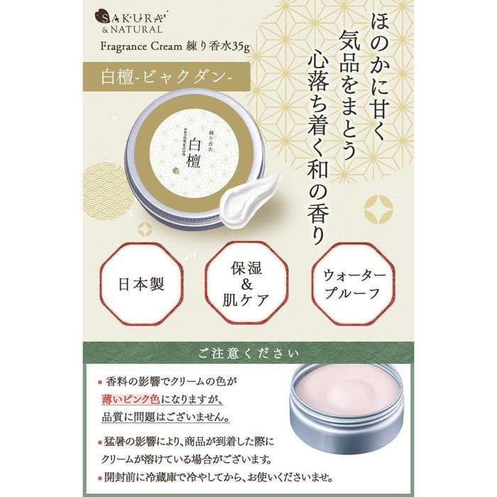 Natural Cream-perfume for hands and body with the scent of Sandalwood 35g [Alcohol-free]