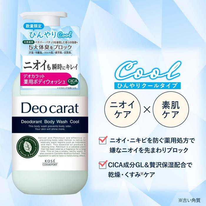 DeoCarat Medicated Body Wash Cool 450mL – Cooling Body Cleanser [With Alcohol]