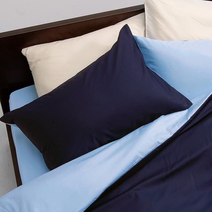 Nishikawa Mei Pillow Cover 45×65 cm – Reversible Cotton Pillowcase | Saxophone & Navy, Antibacterial & Deodorizing