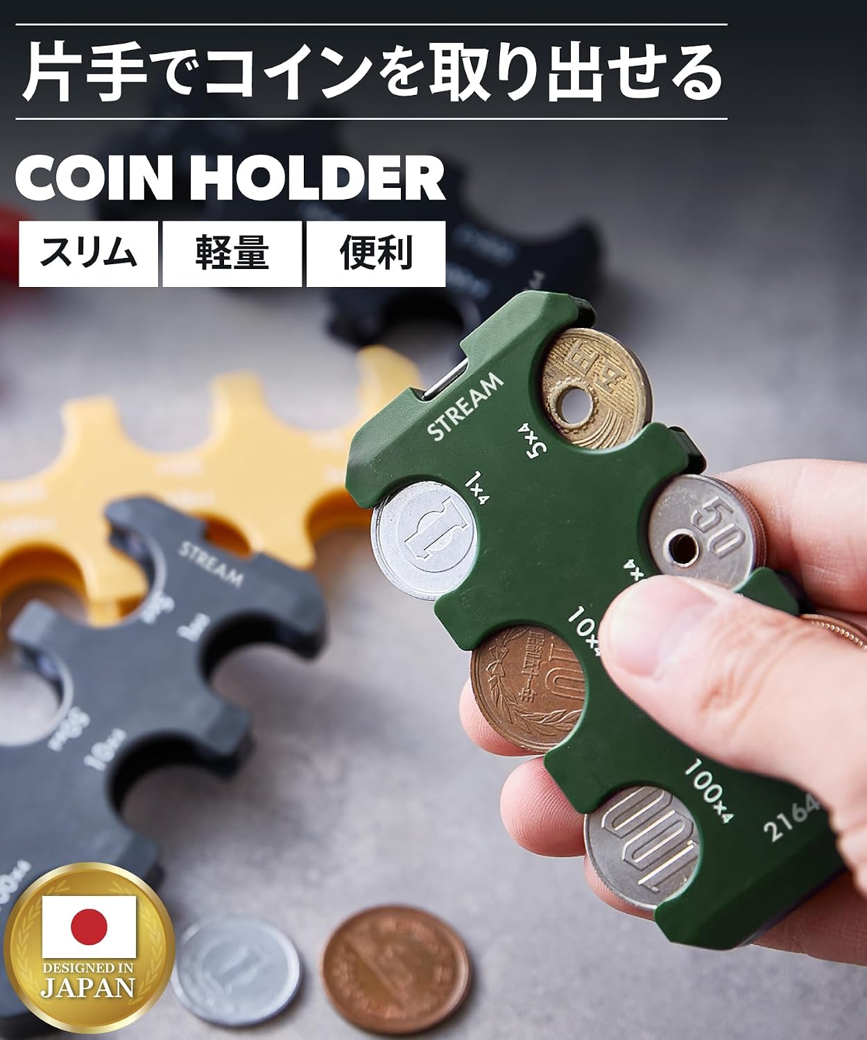 STREAM Slim Holder na monety – przenośny japoński organizer na monety