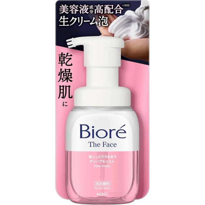 Bioré The Face Deep Moist Foaming Cleanser – For Dry & Sensitive Skin, Glycerin & Hyaluronic Acid, 200ml (With Alcohol)