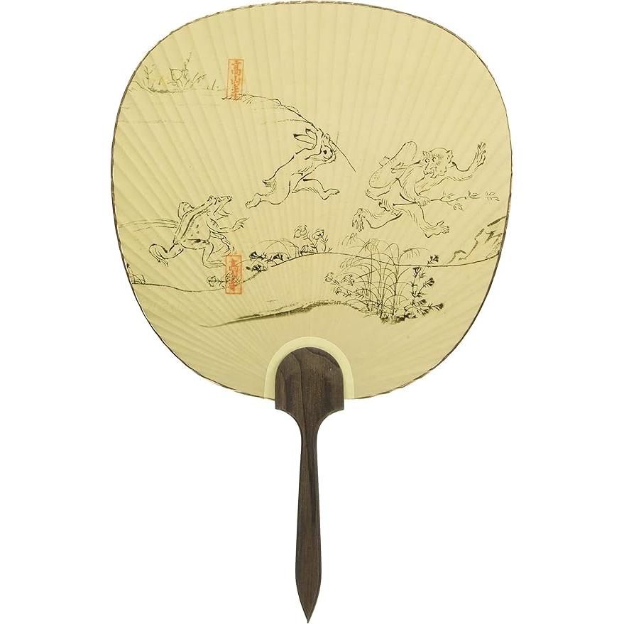 Japanese Art Uchiwa Fan – Fujin & Raijin / Chōjū-giga Traditional Fan