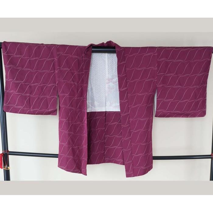 Haori – Plum Purple with Minimalist Line Pattern