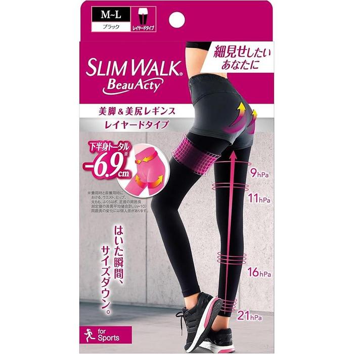 Slim Walk View Beauty Legs & Beautiful Butt Compression Leggings – Black (S–M, M–L, L–XL)