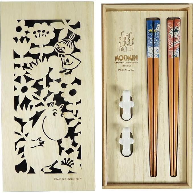 Moomin Chopstick Gift Set with Chopstick Rests in Wooden Box