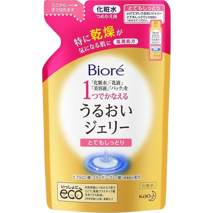[Refill] Bioré Moisturizing Jelly Very Rich – All-in-One Hydrating Gel for Dry Skin, Hyaluronic Acid & Collagen, 160ml [With Alcohol]