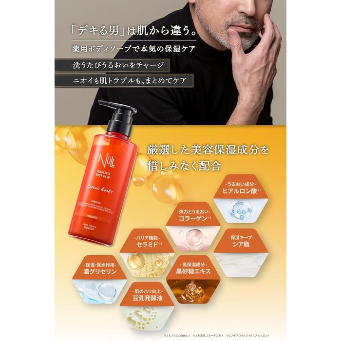 NULL Kakishibu Medicated Body Soap for Men 400 mL – Deodorizing & Anti-Aging Odor Care [Alcohol-free]