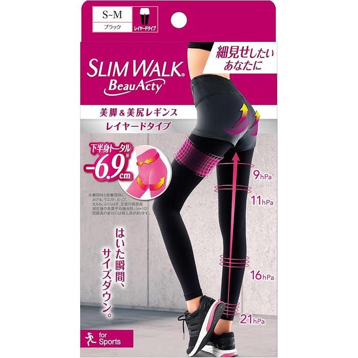 Slim Walk View Beauty Legs & Beautiful Butt Compression Leggings – Black (S–M, M–L, L–XL)