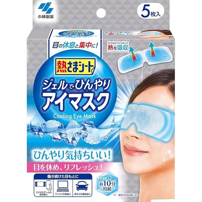 Kobayashi Netsusama Cooling Eye Mask Gel Sheets – For Tired Eyes, Cooling Gel, 5 Sheets