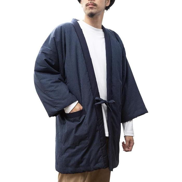 WATANOSATO Kurume Pongee Hanten Jacket for Men – Oversized XL