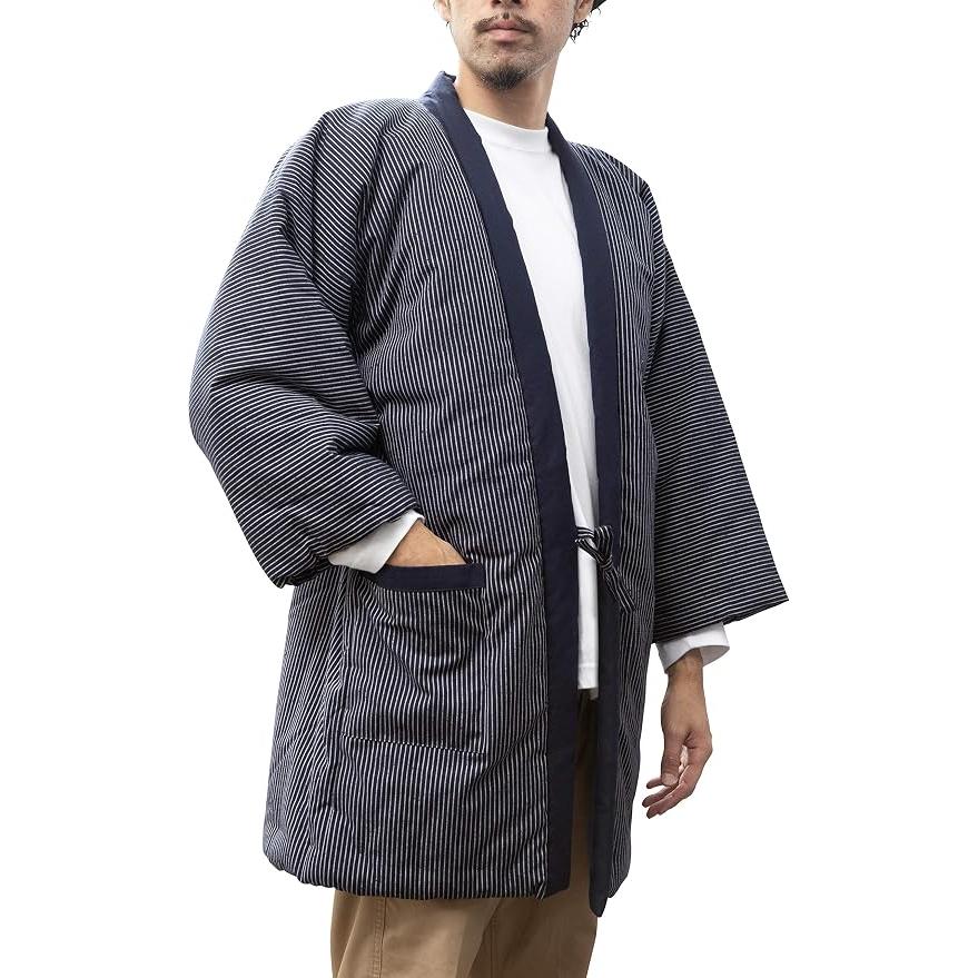 WATANOSATO Kurume Pongee Hanten Jacket for Men – Oversized XL