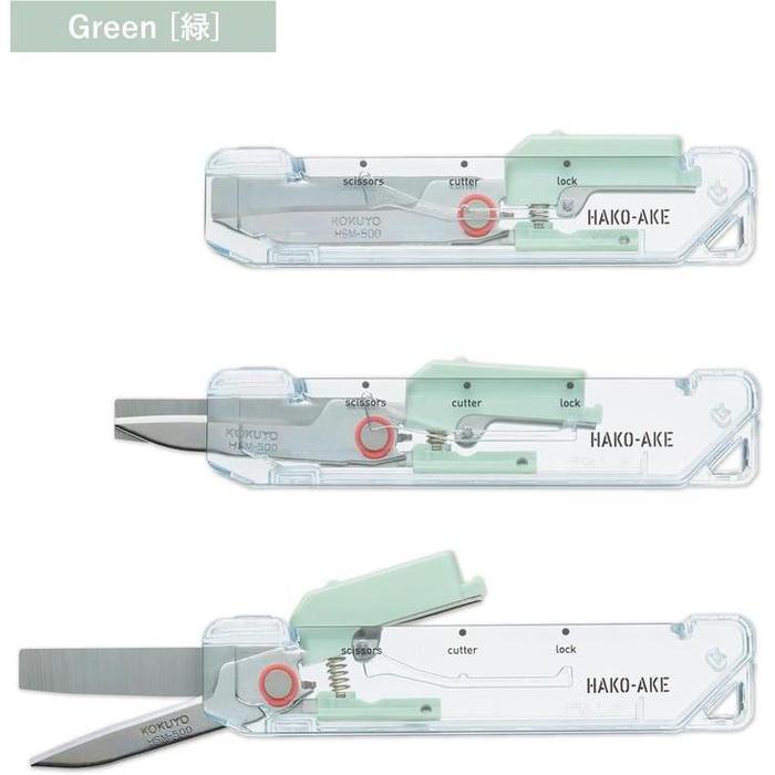KOKUYO Hacoake 2-Way Portable Scissors – Standard Blade Transparent Mechanism, 4 Colors