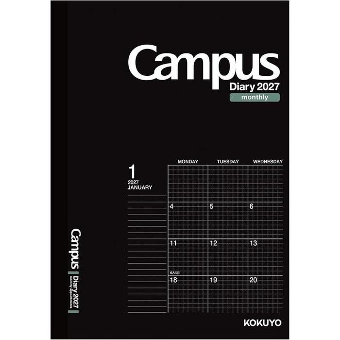 KOKUYO Campus Diary 2027 Monthly Grid A5 – December 2026 Start, 3 Colors