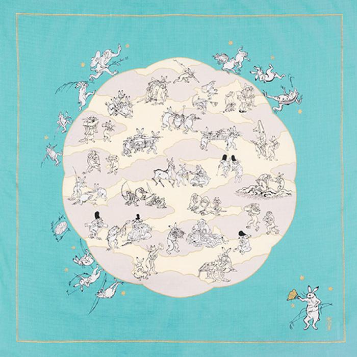 MUSUBI Choju Jinbutsu Giga Lotus Leaf Furoshiki – Organic Cotton, 100 cm