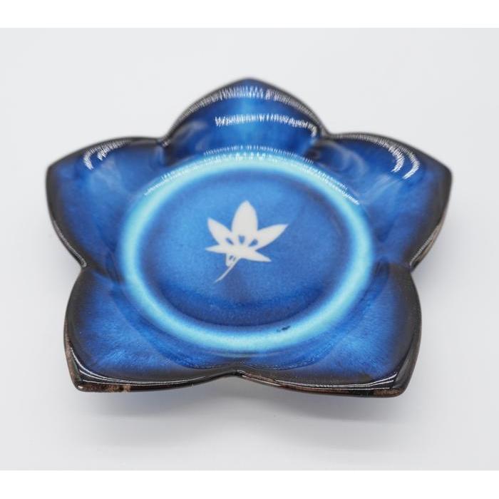 VINTAGE Japanese Blue Ceramic Coffee Set – Cobalt Blue Pot with 5 Cups & Saucers, Kinya Glaze Flower Pattern