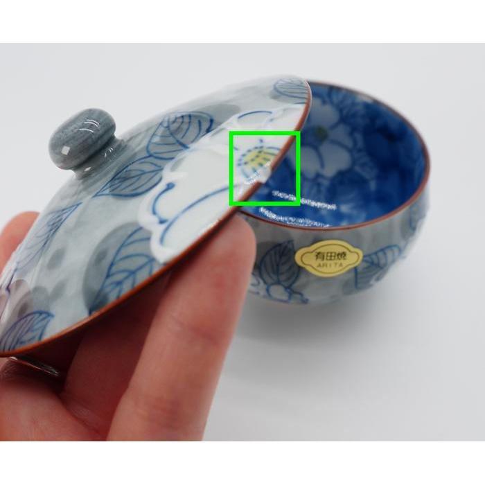 VINTAGE Japanese Arita Ware Chawanmushi Bowl with Lid – Blue and White Camellia Floral Pattern