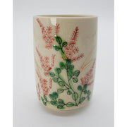 VINTAGE Japanese Kutani Ware Yunomi Tea Cup with Red and Green Botanical Pattern – Crackle Glaze