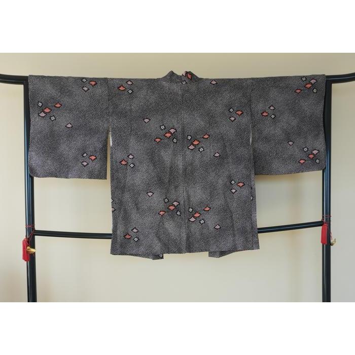 Vintage Haori – Black with Fan Pattern, Universal Size