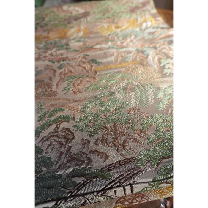 Vintage Japanese Obi Decorative - Trees, village and mountains
