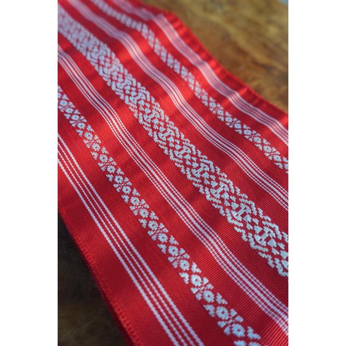 Vintage Japanese Red Hakata Hanhaba Obi Cotton Decorative