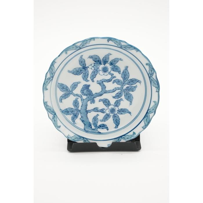 VINTAGE-Japanese Arita Porcelain Plate – Sometsuke Floral & Bird Motif 15CM