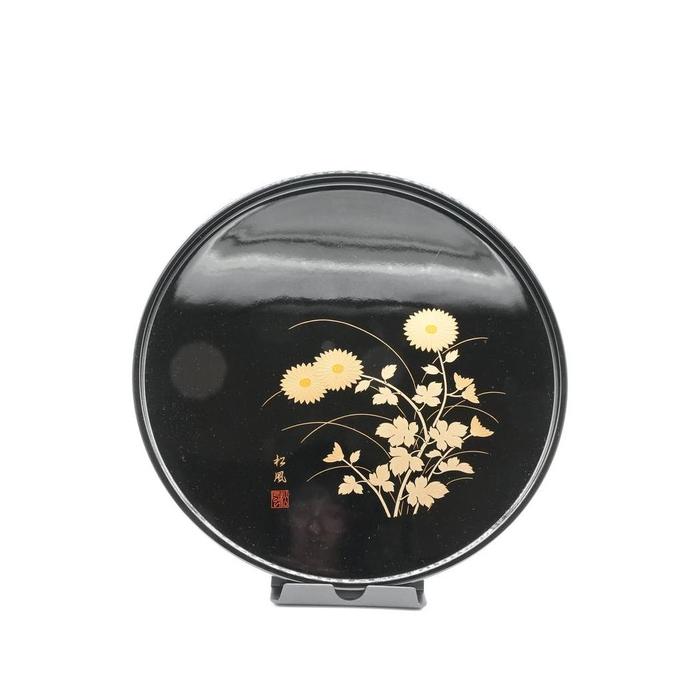 VINTAGE- High Class Japanese Round Lacquerware Tray – Chrysanthemum Kiku Maki-e (Shōfū)