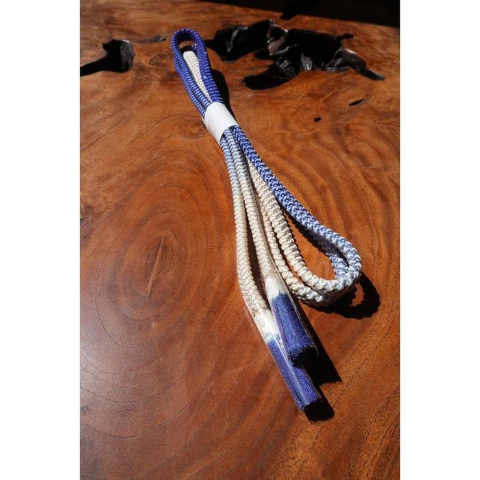 Vintage Obijime Cord – Blue Gradient with Ivory Braided Base