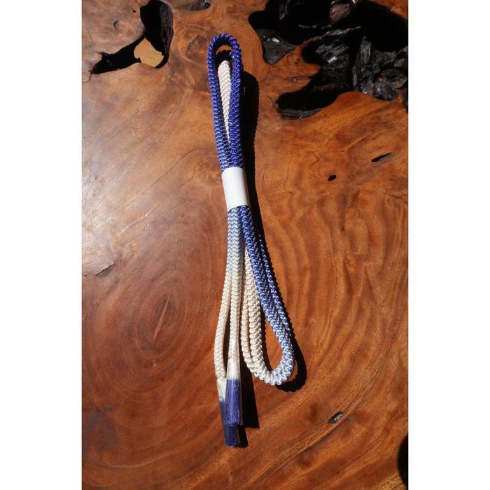 Vintage Obijime Cord – Blue Gradient with Ivory Braided Base