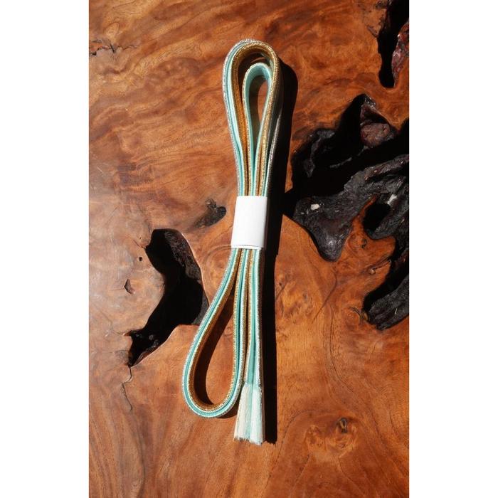 Vintage Obijime Cord – Mint Green with Gold & Silver Accents