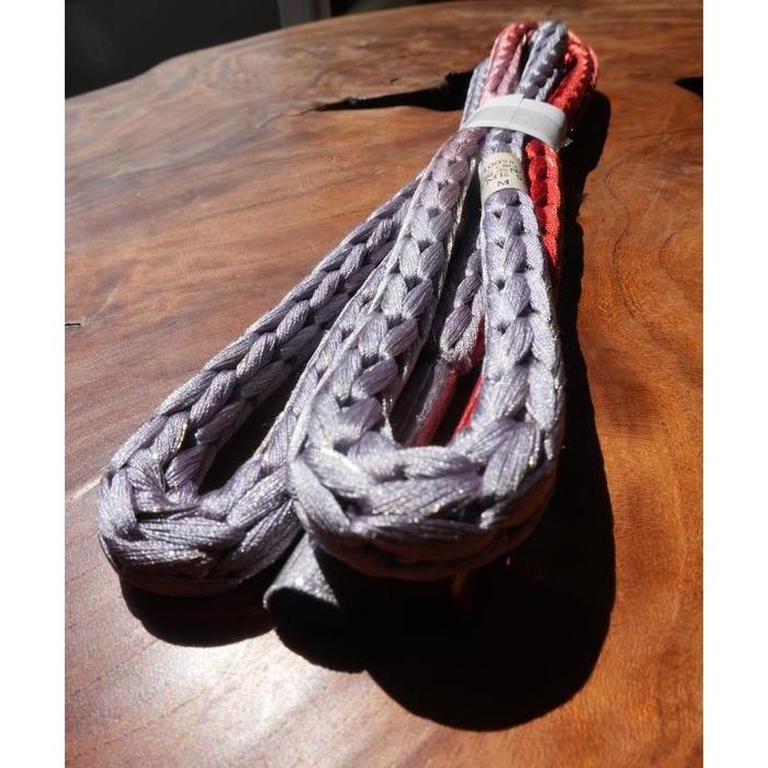 SILK Vintage Obijime Cord – Grey & Red Contrast Braided Design