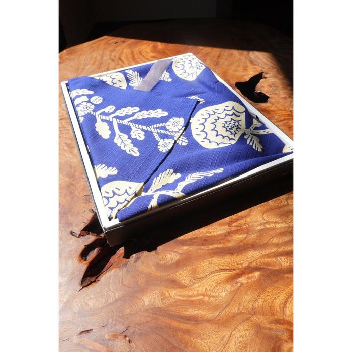 Vintage Japanese Cotton Furoshiki – Indigo Botanical Pattern
