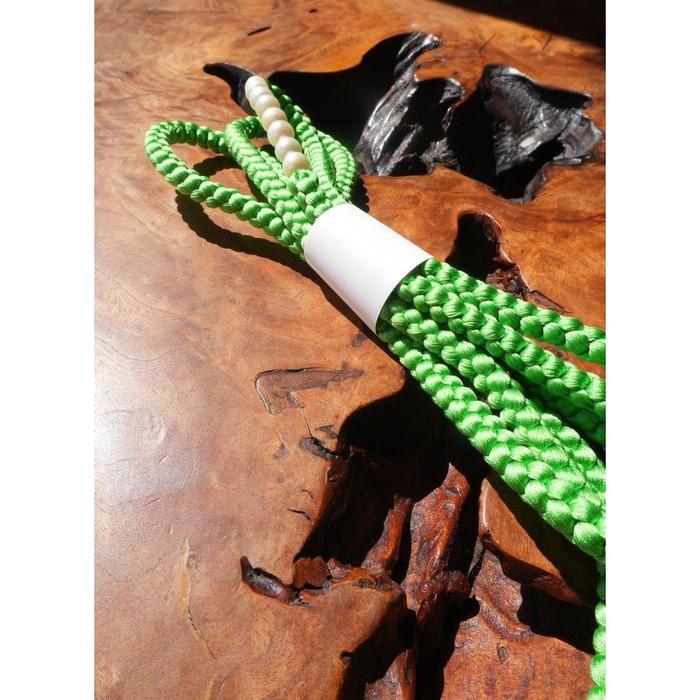 Vintage Obijime Cord – Bright Green with Pearl Accent