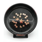 VINTAGE - Japanese Hanae Mori Lacquer-Style Serving Tray with Sakura, Momiji & Butterfly Motif