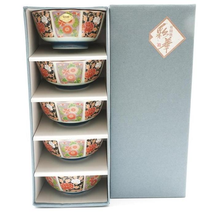 VINTAGE - Arita Ware Kobachi Bowl Set 5 bowls– Floral Imari Style Porcelain