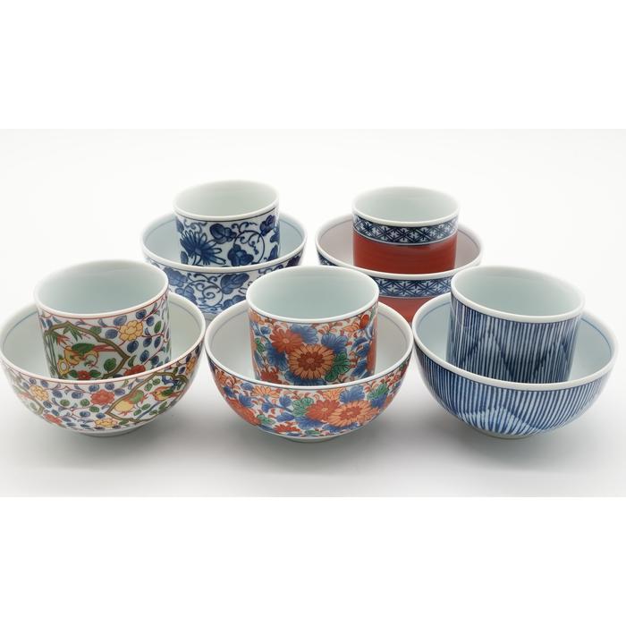 ❗️EMS VINTAGE- Arita Ware Rice Bowl Set x5 – Sometsuke Karakusa Porcelain