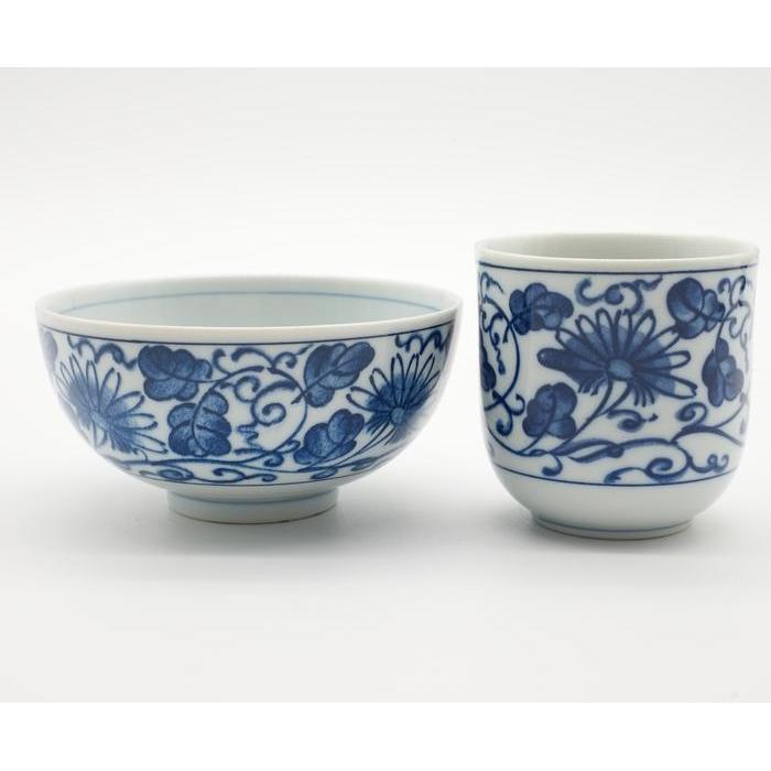 ❗️EMS VINTAGE- Arita Ware Rice Bowl Set x5 – Sometsuke Karakusa Porcelain