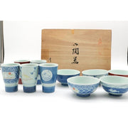 ❗️EMS VINTAGE - Arita Ware Rice Bowl Set x5– Sometsuke Karakusa Porcelain
