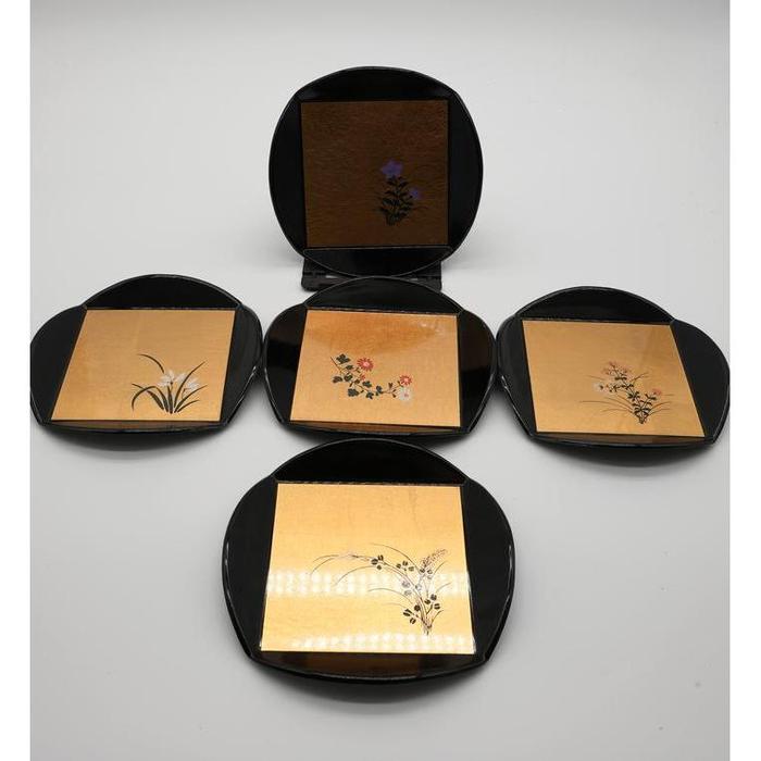 VINTAGE - Hakuichi Gold Leaf Tray Set with 5 Plates – Kanazawa Gold Leaf Craft