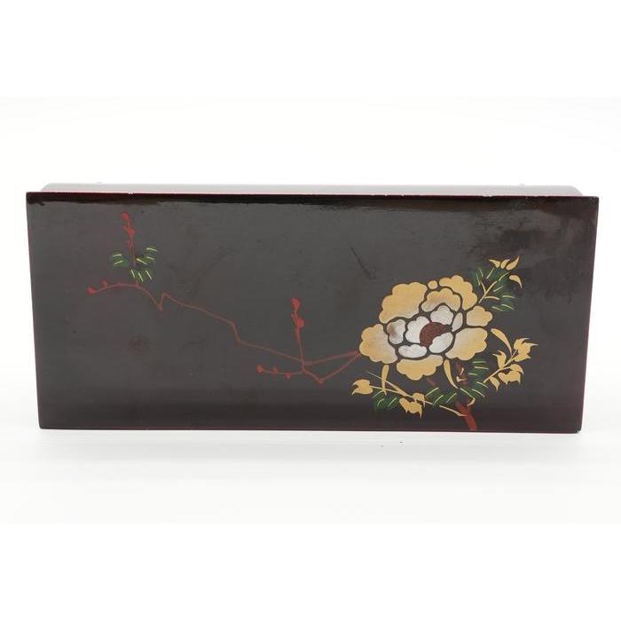 VINTAGE - Lacquer Jewelry / Cosmetic Box with Mirror – Floral Maki-e Style