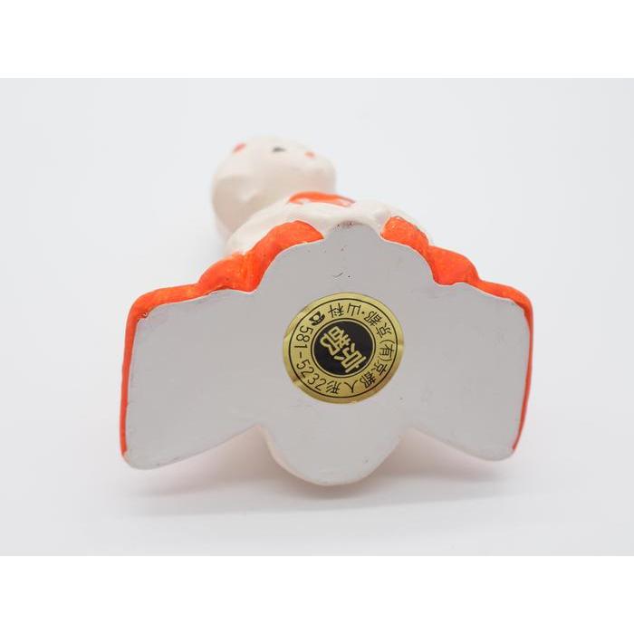 VINTAGE - Japanese Nihon Ningyo – Seated Kyoto Maiko Figurine in Vermilion Kimono