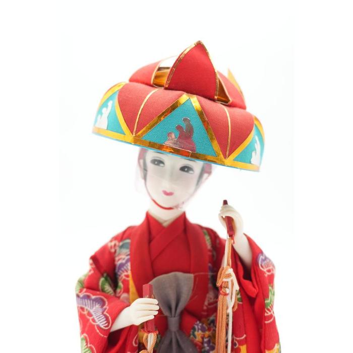 VINTAGE Japanese Kasahoko Festival Doll – Traditional Kimono Lady Figurine on Wooden Base
