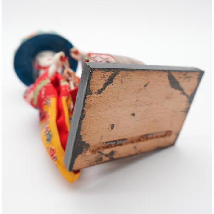 VINTAGE Japanese Kasahoko Festival Doll – Traditional Kimono Lady Figurine on Wooden Base