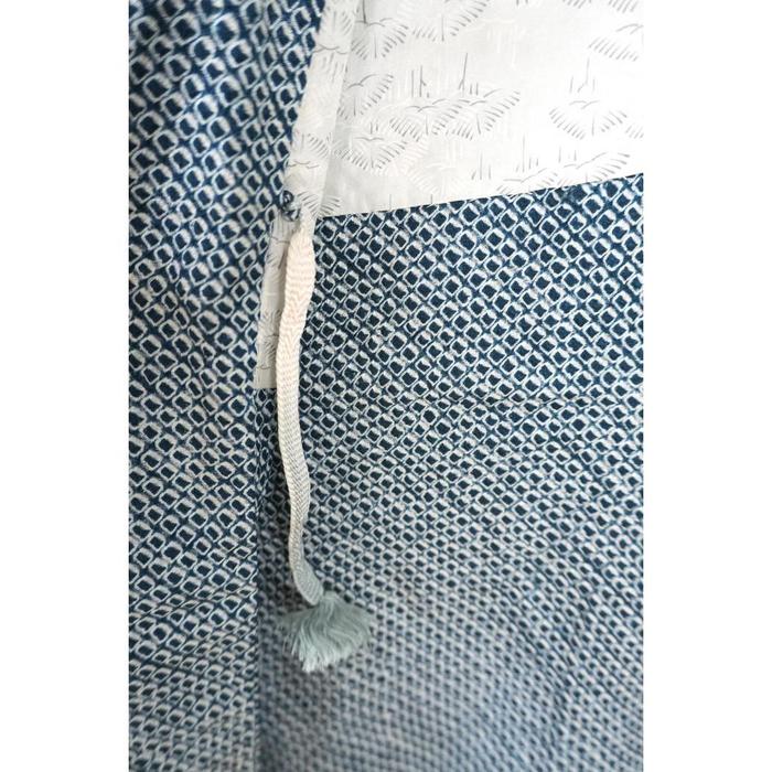 Vintage Haori – Blue Geometric Komon Pattern