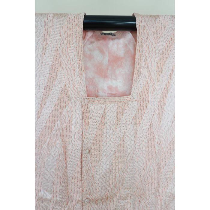 Vintage Japanese Ame Coat Haori with Matching Shawl – Pink Shibori Style Pattern