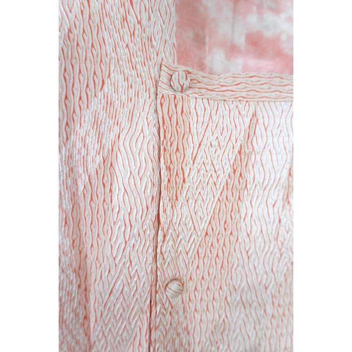 Vintage Japanese Ame Coat Haori with Matching Shawl – Pink Shibori Style Pattern