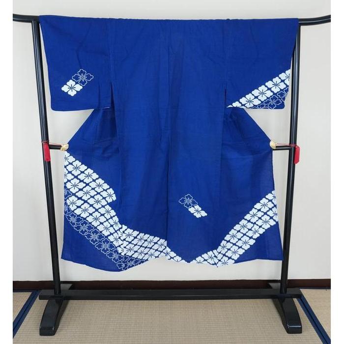 Vintage Men’s Yukata – Deep Blue Sakura Pattern, SIZE good on 138cm-148cm